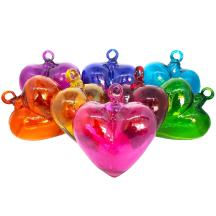 Rainbow Colored 3.5 inch Medium Hanging Glass Hearts (set of 8)